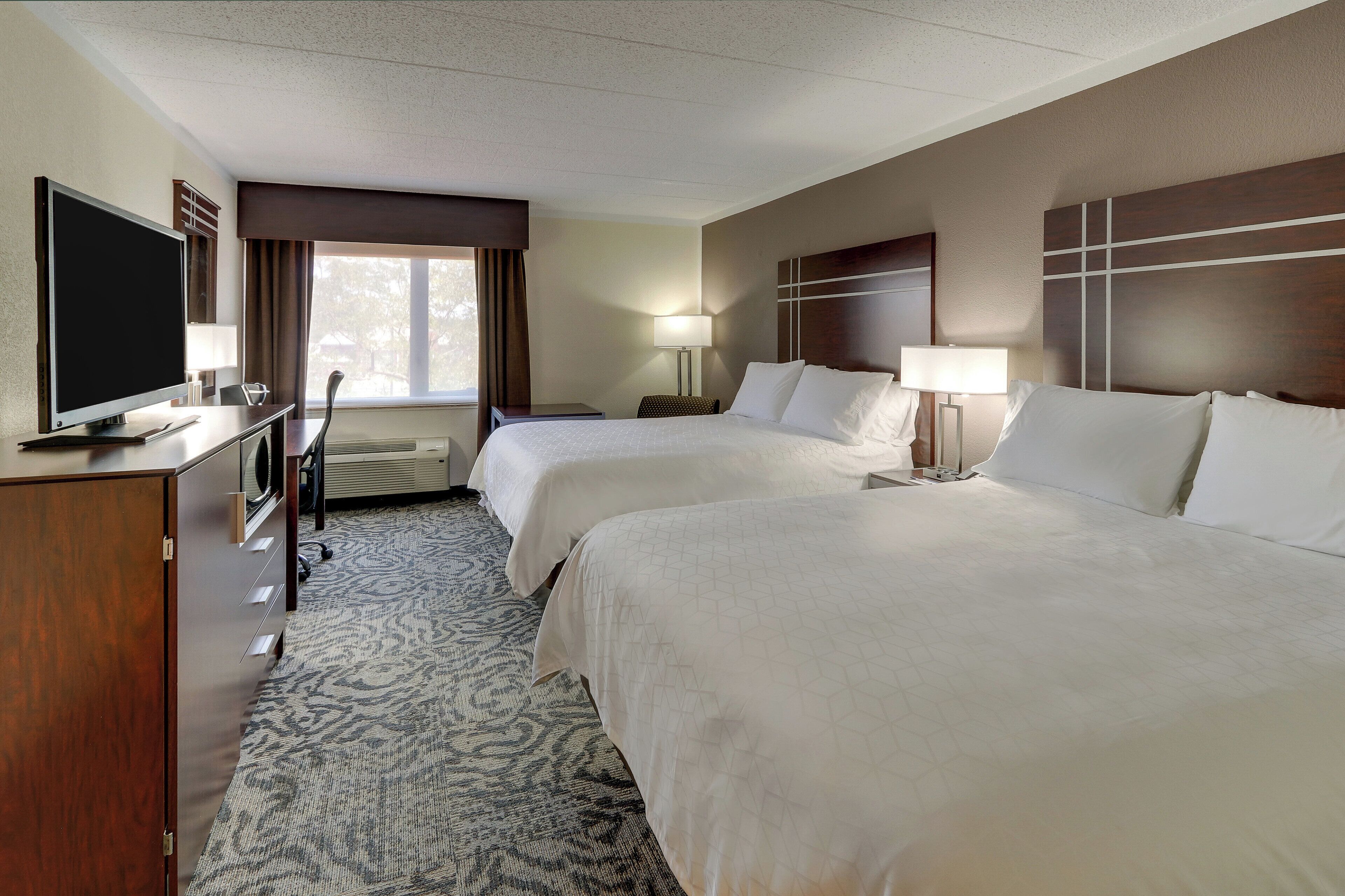 Premium bedding, desk, blackout curtains, iron/ironing board