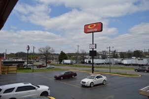 A parking lot with a sign for EconoLodge.