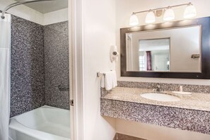 Eco-friendly toiletries, hair dryer, towels