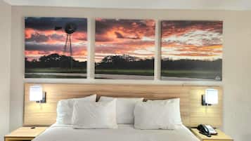 Desk, free WiFi, bed sheets