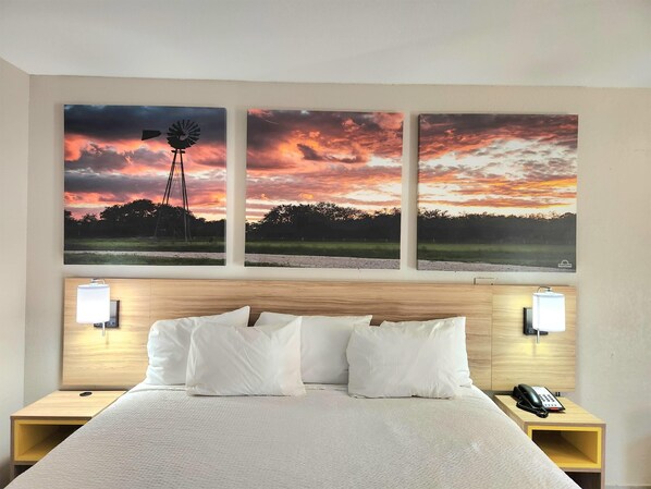 Desk, free WiFi, bed sheets