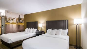 Standard Room, 2 Queen Beds, Non Smoking | In-room safe, desk, laptop workspace, iron/ironing board