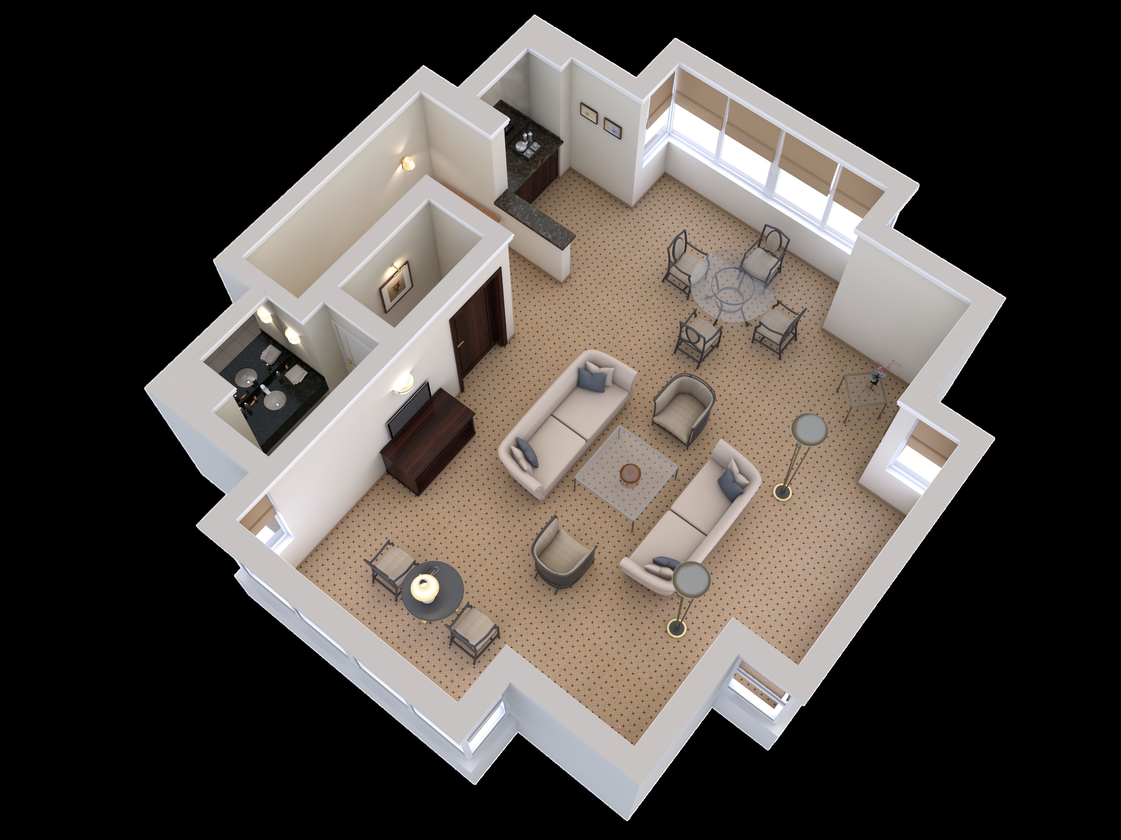 presidential suite (duplex, royal sinjoor) | minibar, in-room safe, desk, laptop workspace