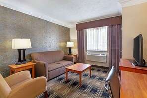 Individually furnished, desk, laptop workspace, iron/ironing board