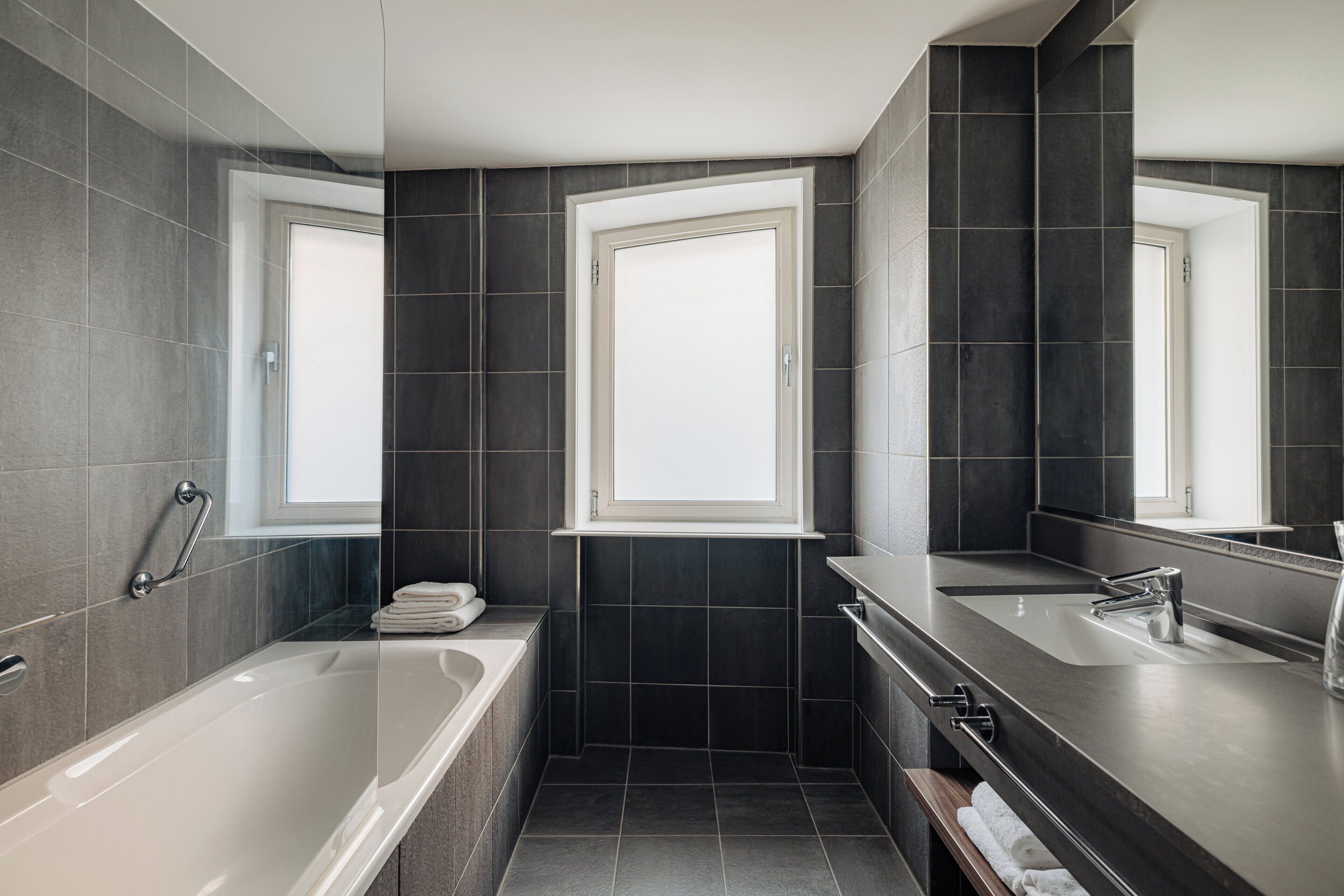 executive double room | bathroom | shower, designer toiletries, hair dryer, towels