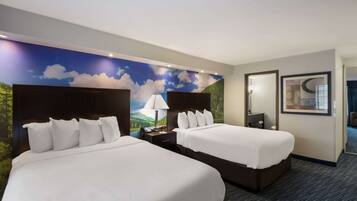 Standard Room, 2 Queen Beds, Non Smoking | In-room safe, desk, laptop workspace, iron/ironing board