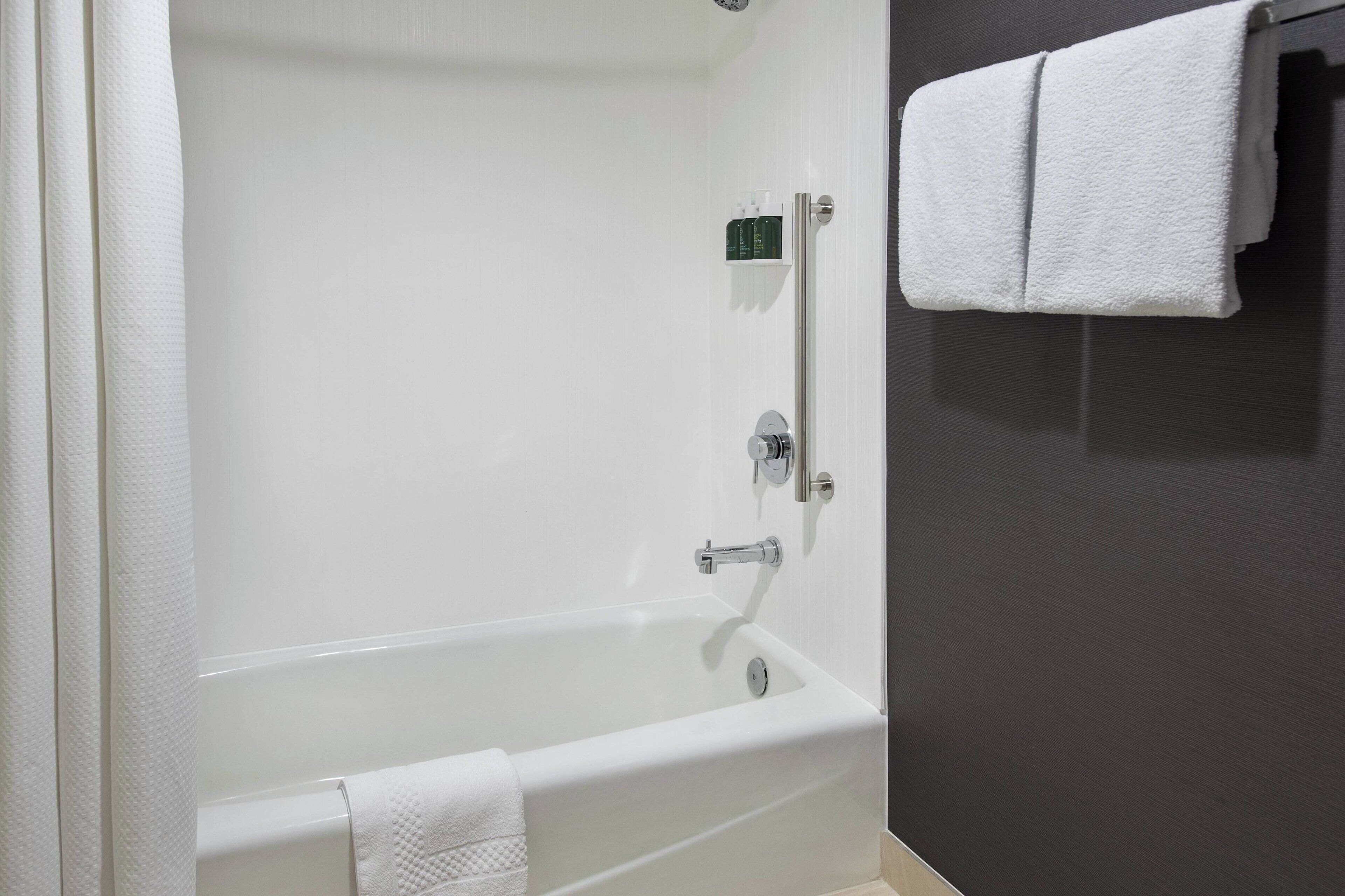 free toiletries, hair dryer, towels