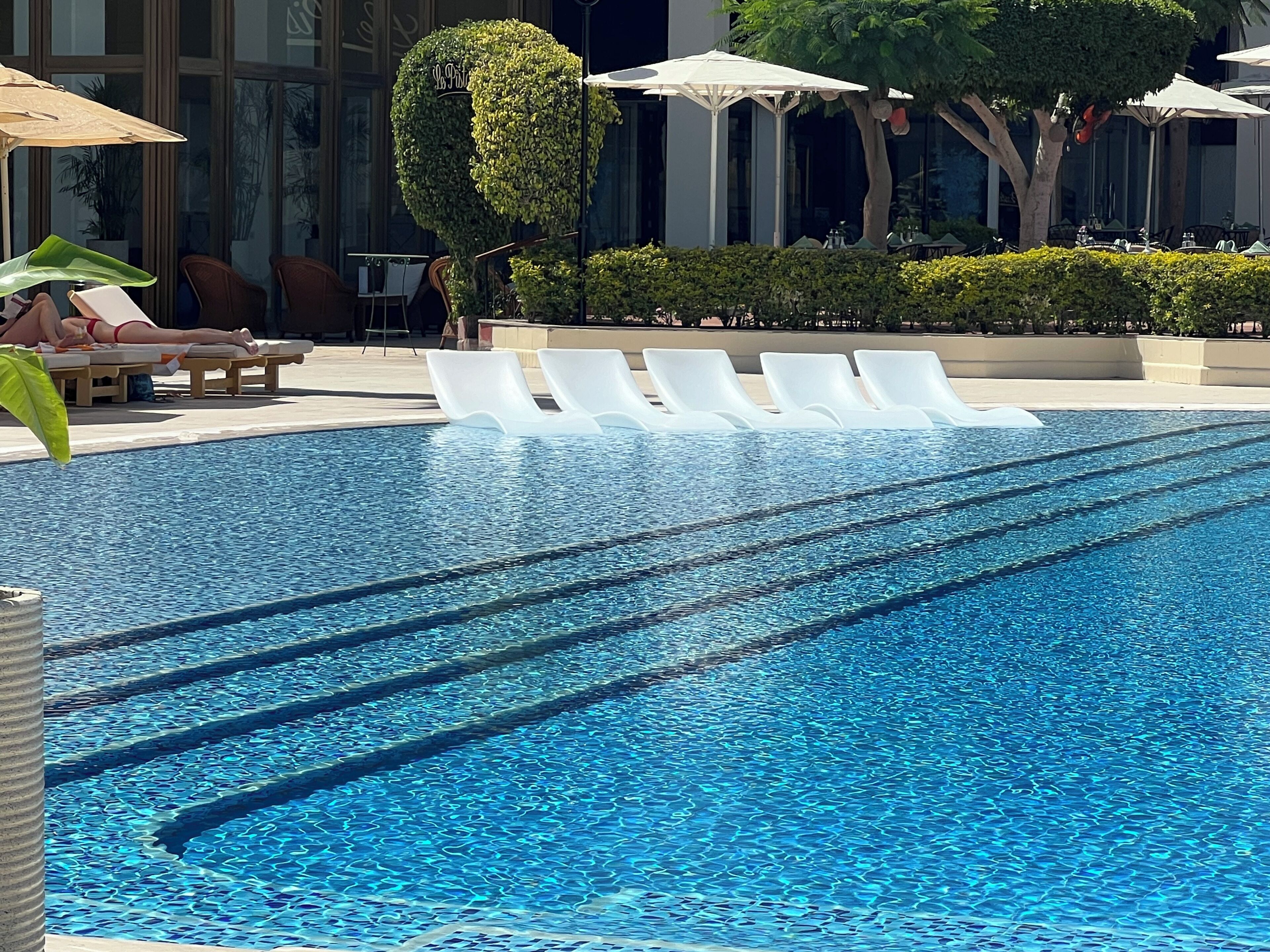 Outdoor pool, open 9:00 AM to 6:00 PM, pool cabanas (surcharge)