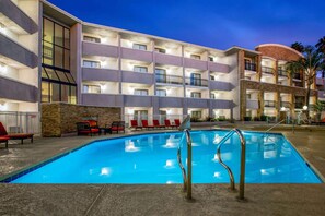 Outdoor pool, sun loungers