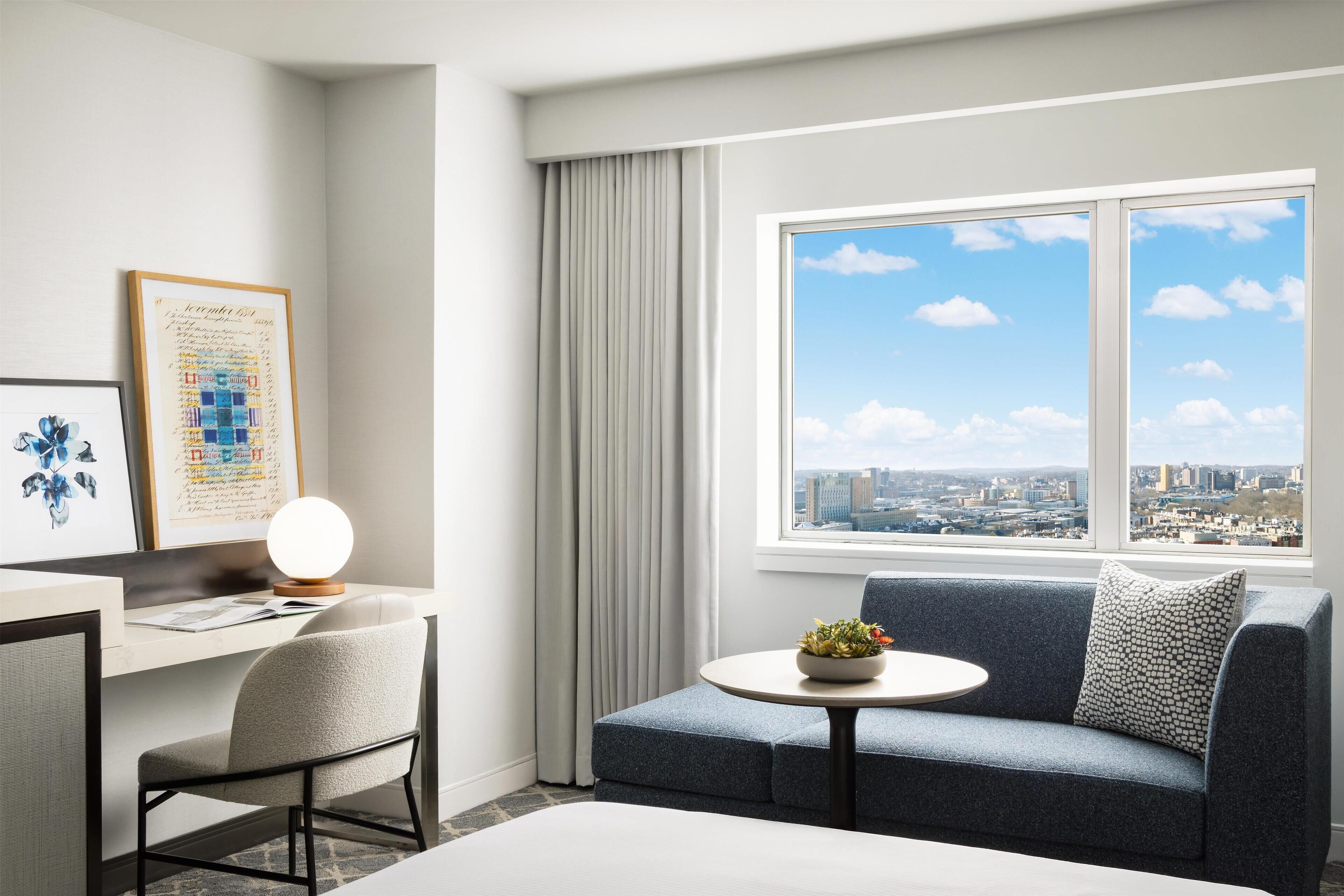 Premium bedding, down comforters, pillowtop beds, in-room safe