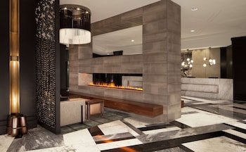 Hotel entrance and lobby at Hilton Boston Back Bay