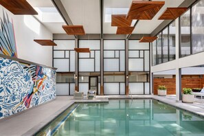 Indoor pool, open 7:00 AM to 10:00 PM, pool umbrellas, pool loungers - Hotel Mockingbird, Dallas, A Tribute Portfolio Hotel (Dallas)