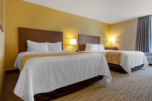 Premium bedding, desk, blackout curtains, iron/ironing board