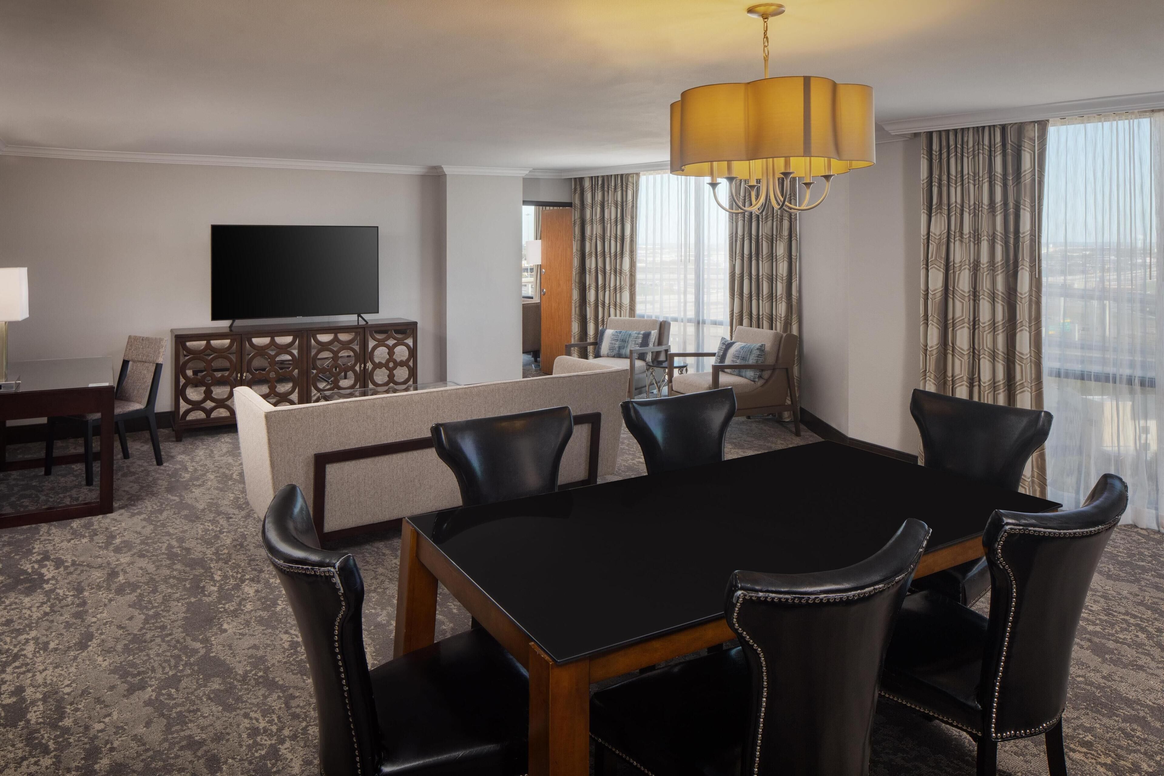 42-inch flat-screen tv with cable channels, smart tv, pay films