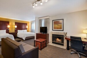 Suite, 2 Queen Beds, Non Smoking (with Sofabed, Full Kitchen) | Desk, laptop workspace, blackout drapes, iron/ironing board