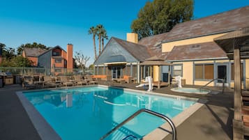 Outdoor pool, sun loungers
