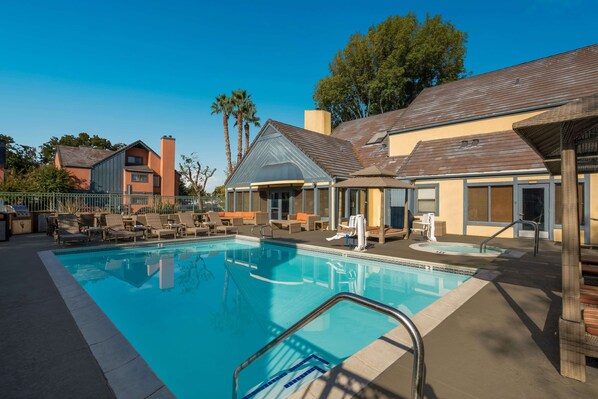 Outdoor pool, sun loungers