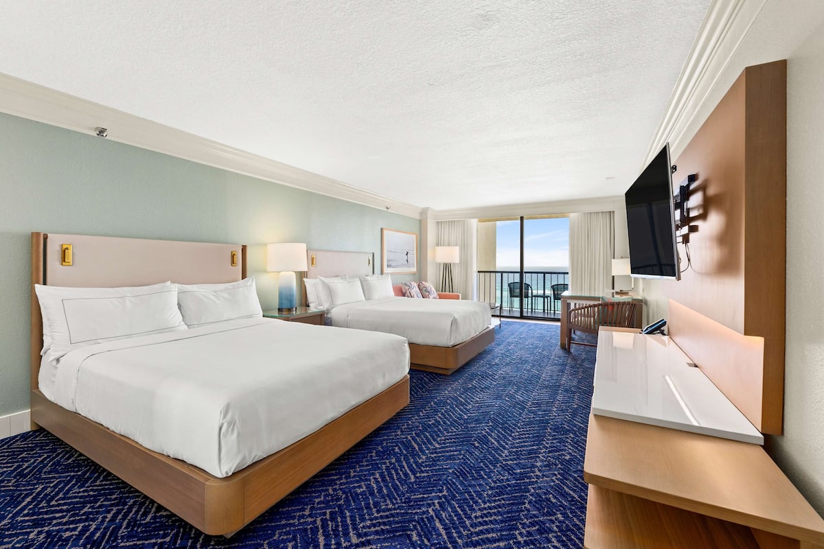 Deluxe Suite, 2 Queen Beds, Beach View | Premium bedding, pillowtop beds, in-room safe, iron/ironing board