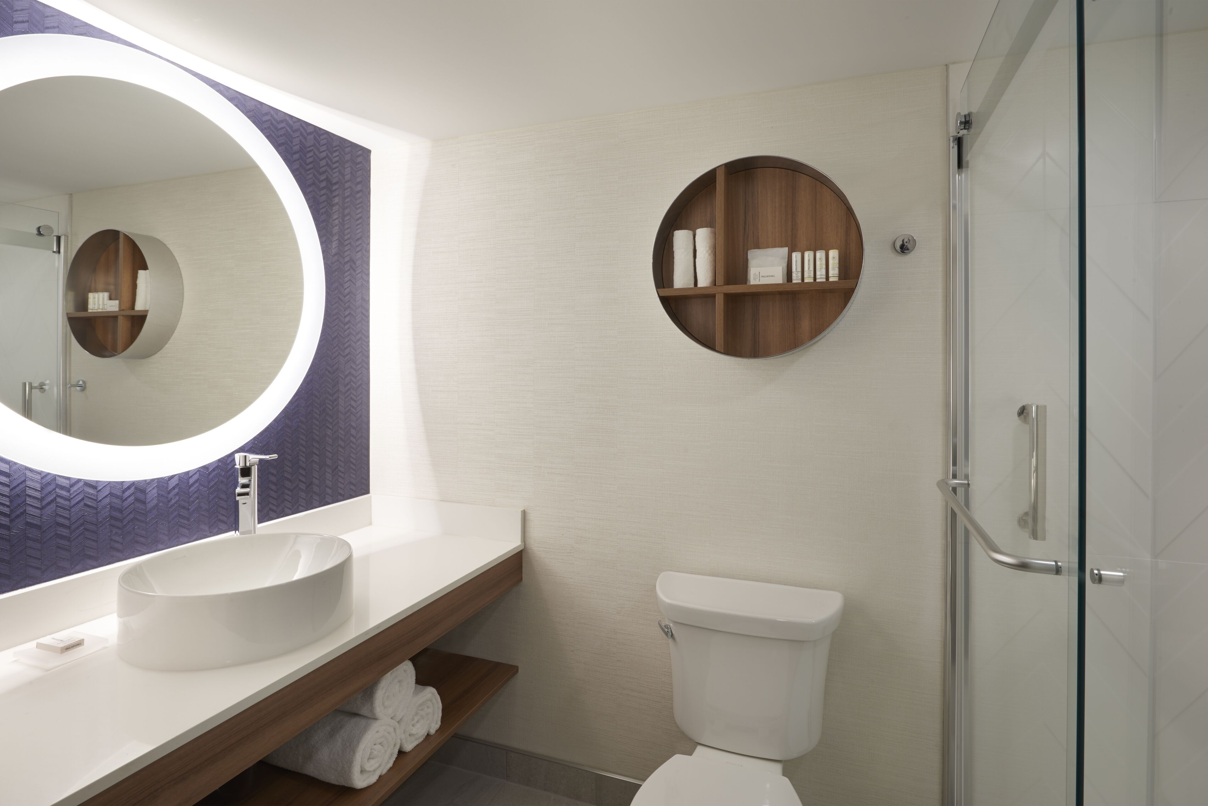 shower, eco-friendly toiletries, hair dryer, towels