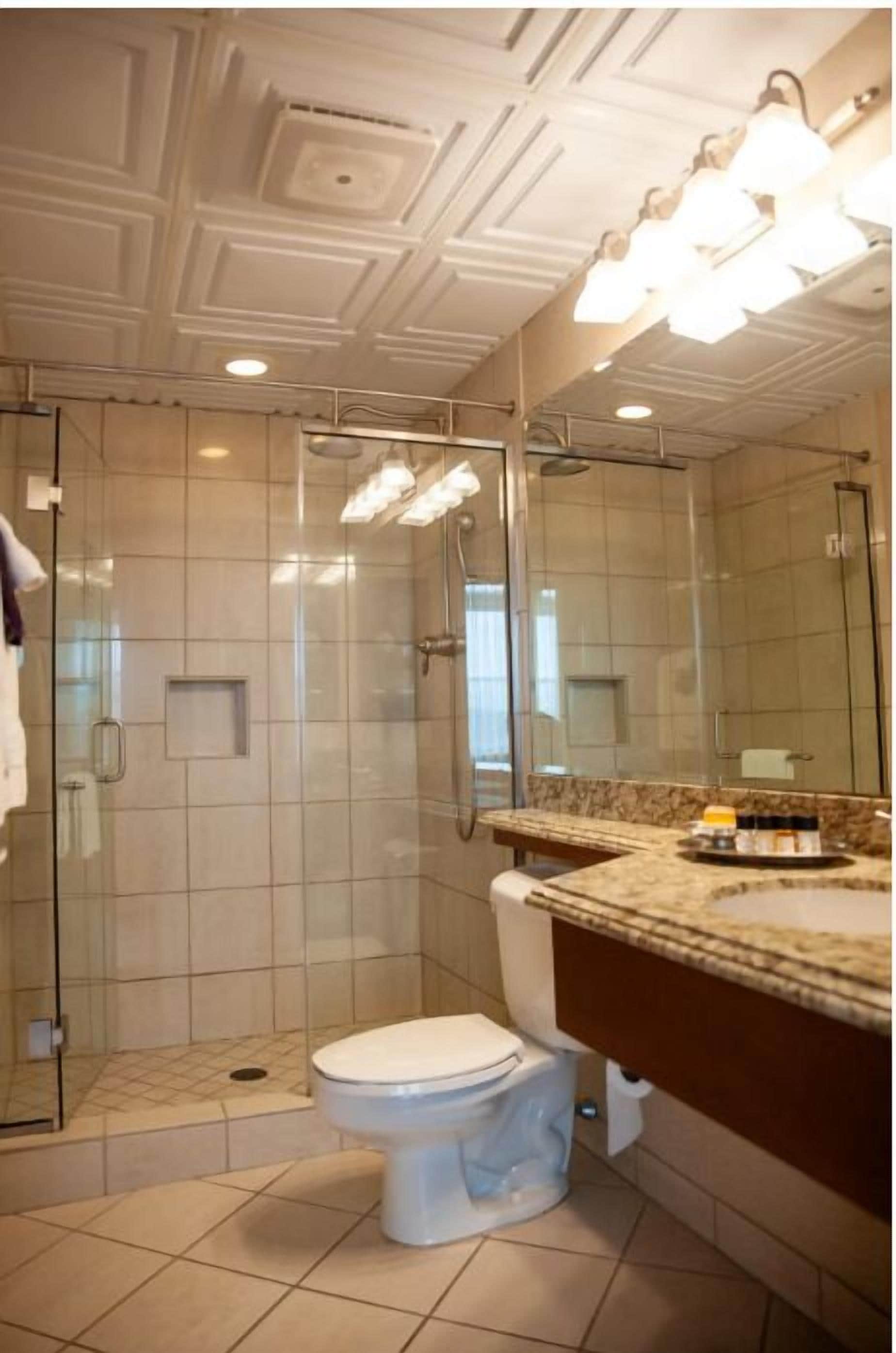 free toiletries, hair dryer, bathrobes, towels