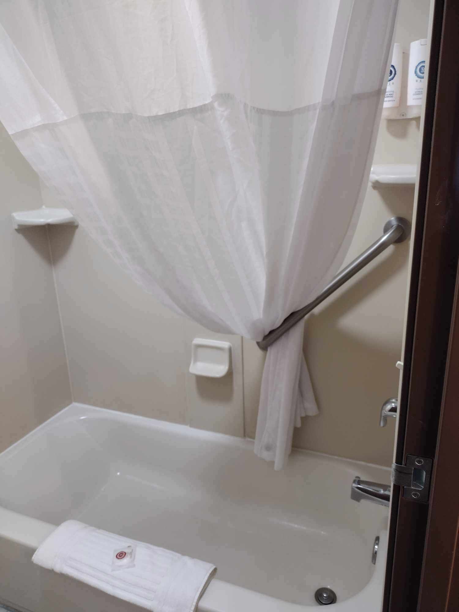 free toiletries, hair dryer, towels, soap