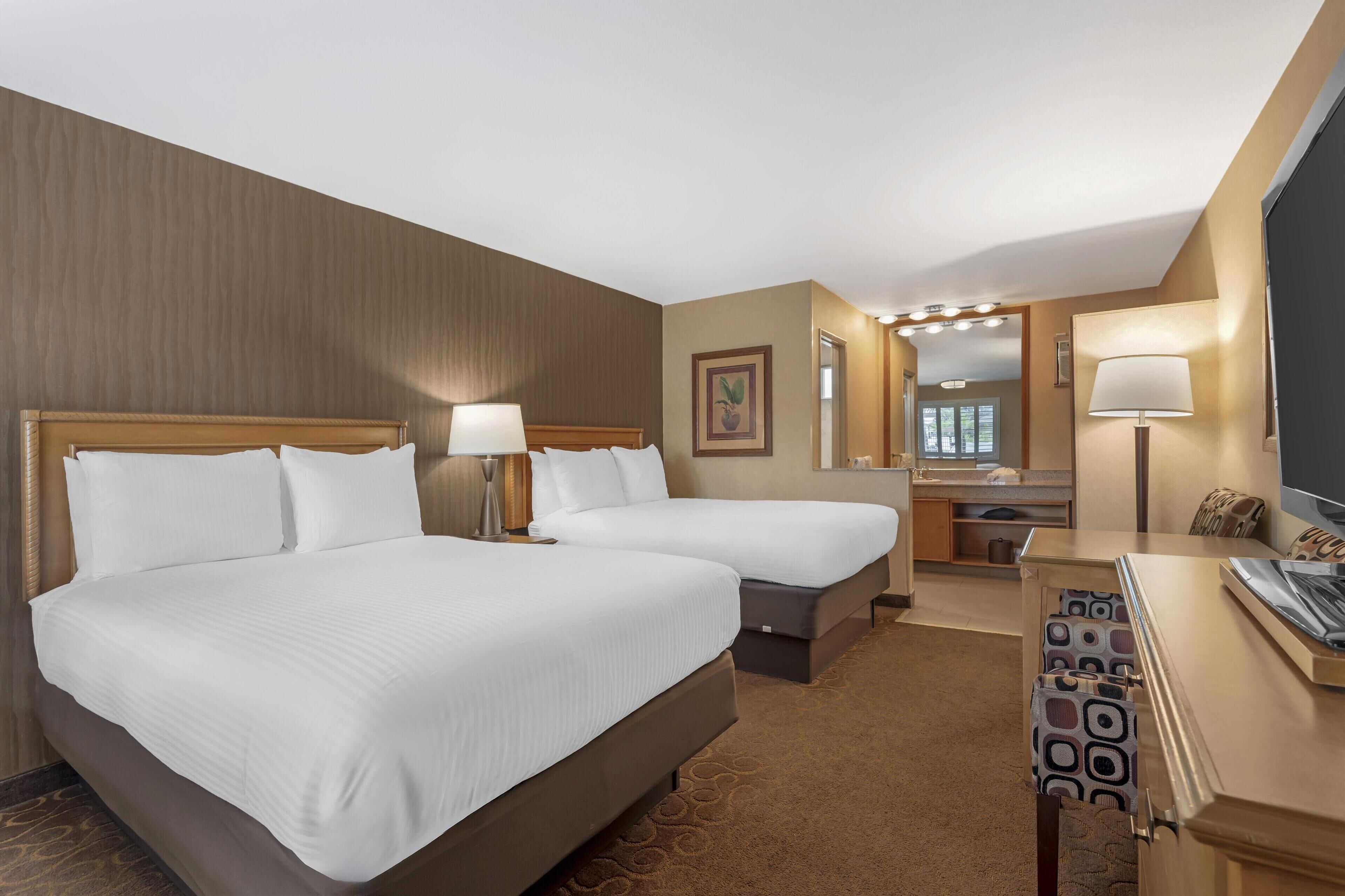 room, 2 double beds | 1 bedroom, desk, laptop workspace, iron/ironing board