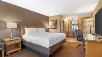 Room, 1 King Bed (Shower Only) | 1 bedroom, desk, laptop workspace, iron/ironing board