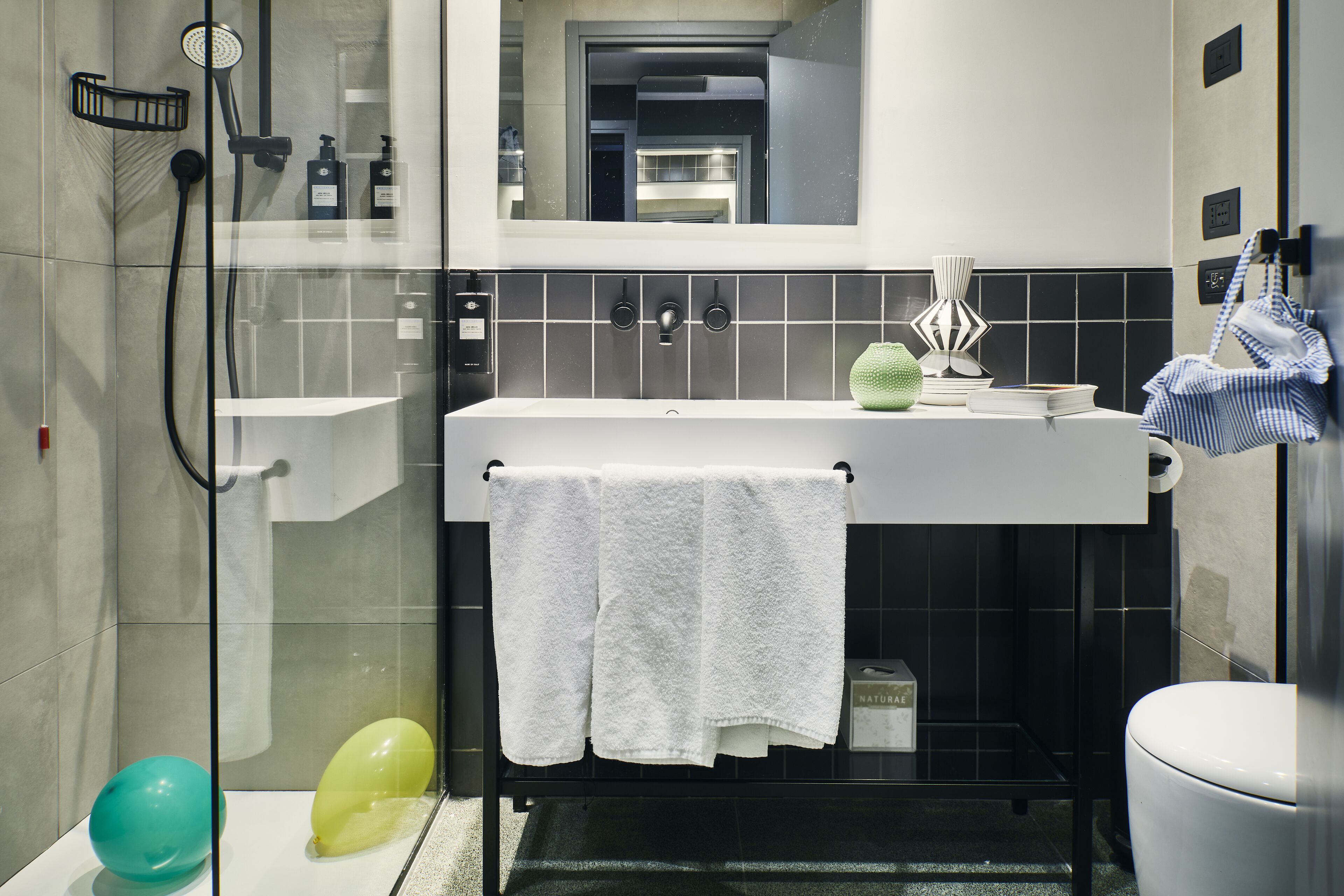 eco-friendly toiletries, hair dryer, bidet, towels