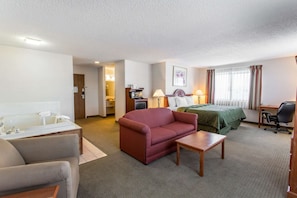 In-room safe, desk, laptop workspace, blackout curtains