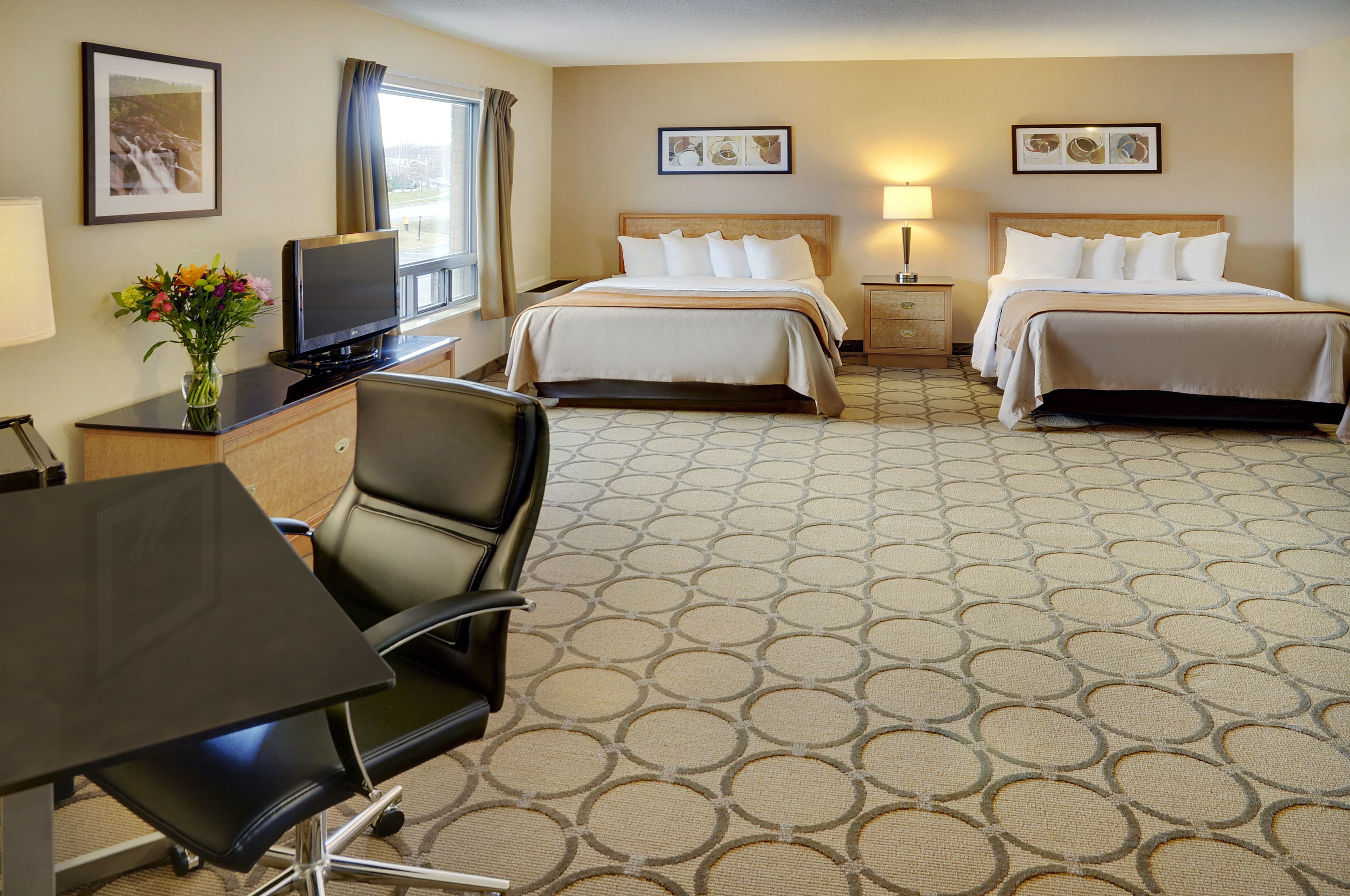 Premium bedding, pillow-top beds, desk, soundproofing