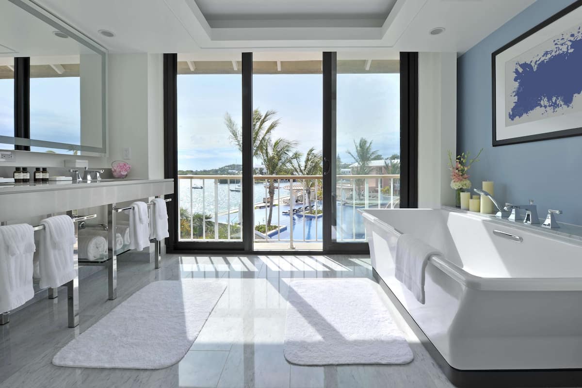 shower, designer toiletries, hair dryer, bathrobes