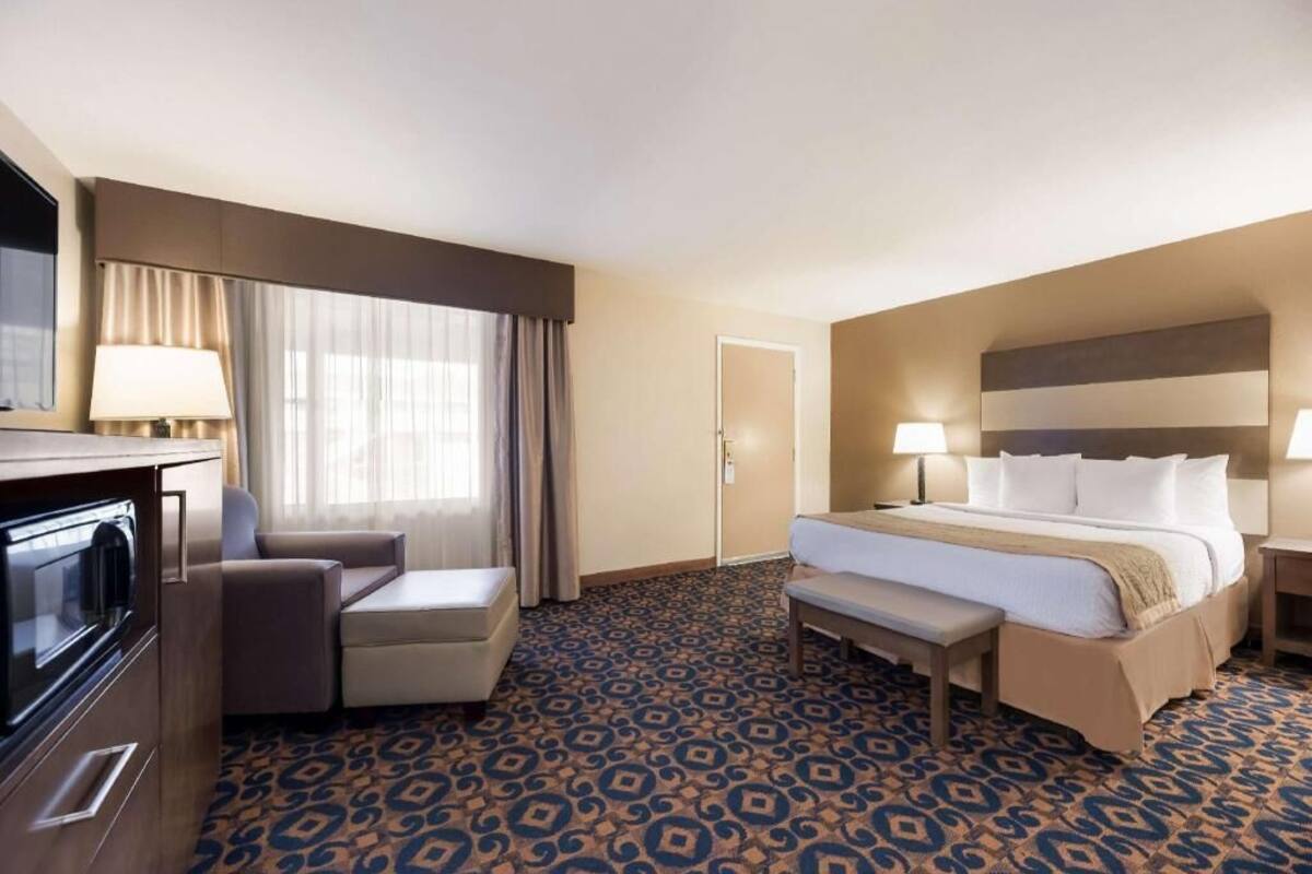 Desk, laptop workspace, blackout drapes, soundproofing