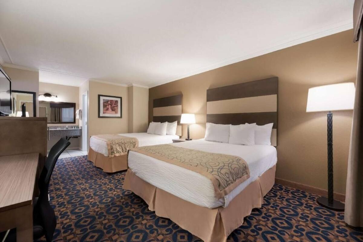 Desk, laptop workspace, blackout drapes, soundproofing