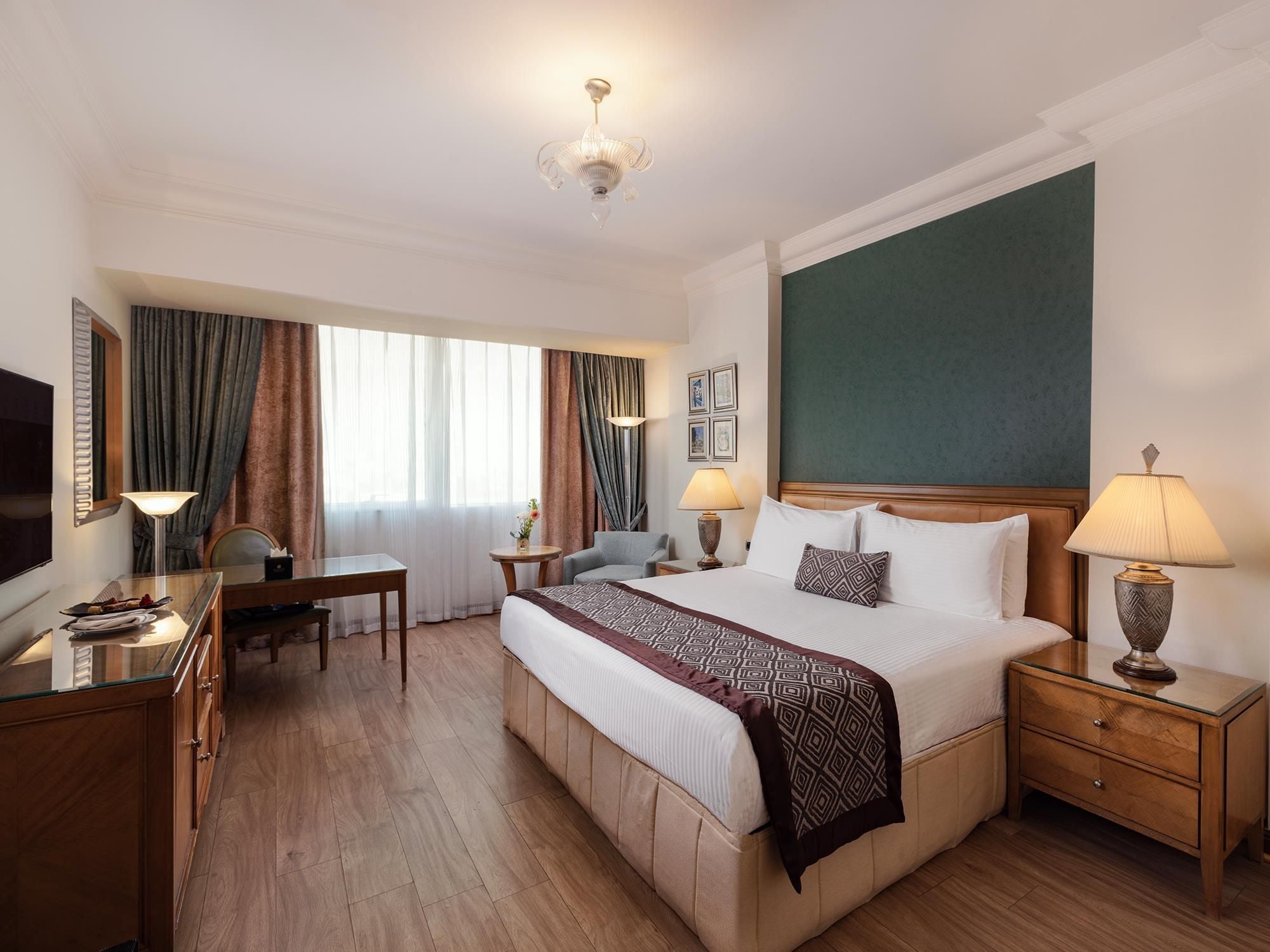 Select Comfort beds, minibar, in-room safe, desk