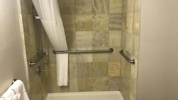 Standard Room, 1 King Bed, Accessible, Non Smoking (Roll-In Shower) | Bathroom | Combined shower/tub, free toiletries, hair dryer, towels