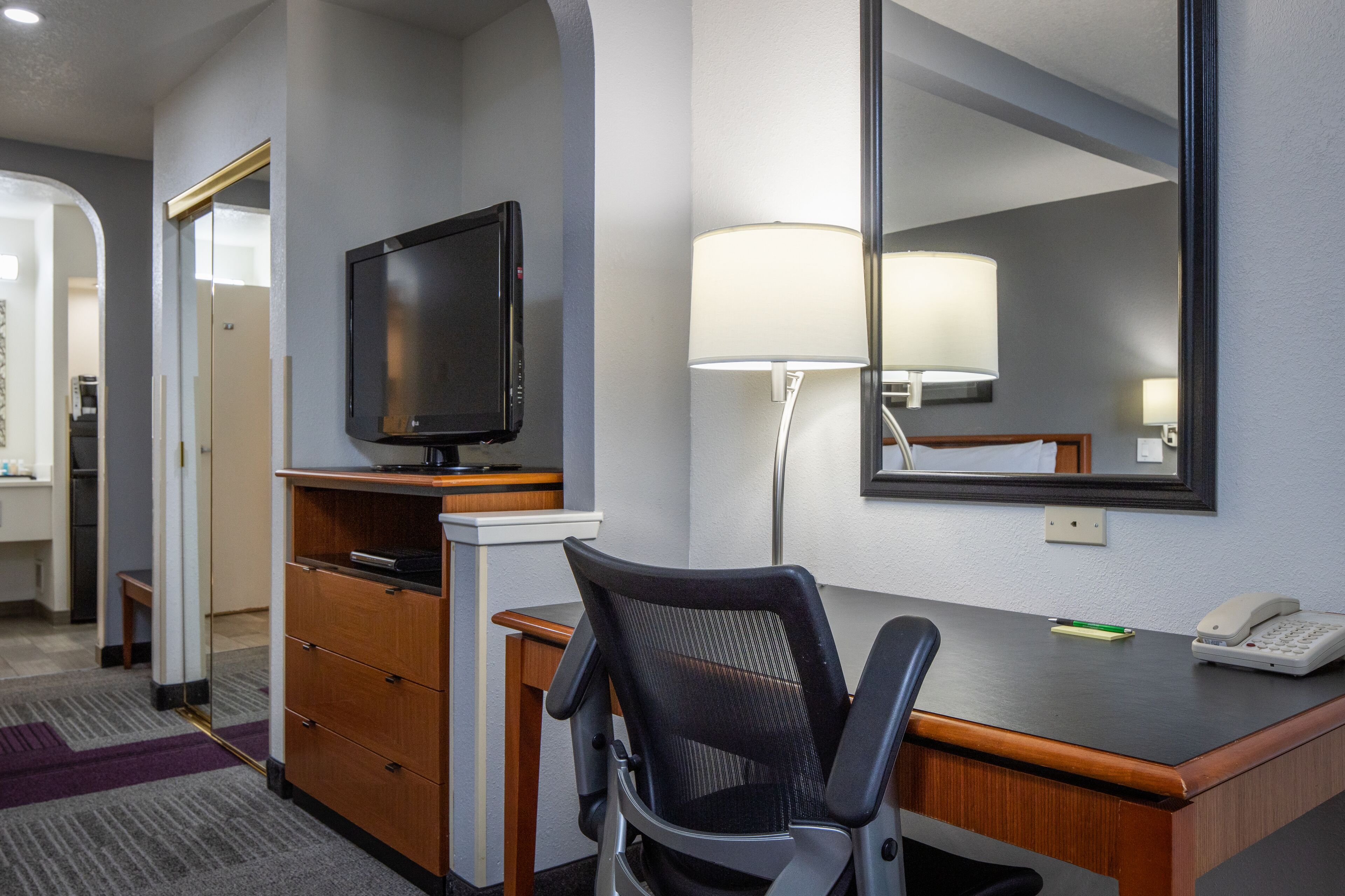 Memory foam beds, in-room safe, desk, blackout drapes