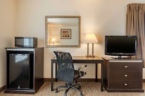 Pillow-top beds, desk, laptop workspace, blackout curtains