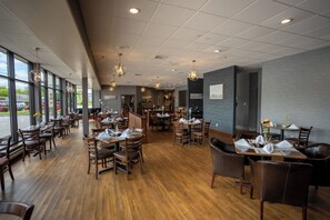 Enjoy a comfortable dining experience with group or individual seating options.