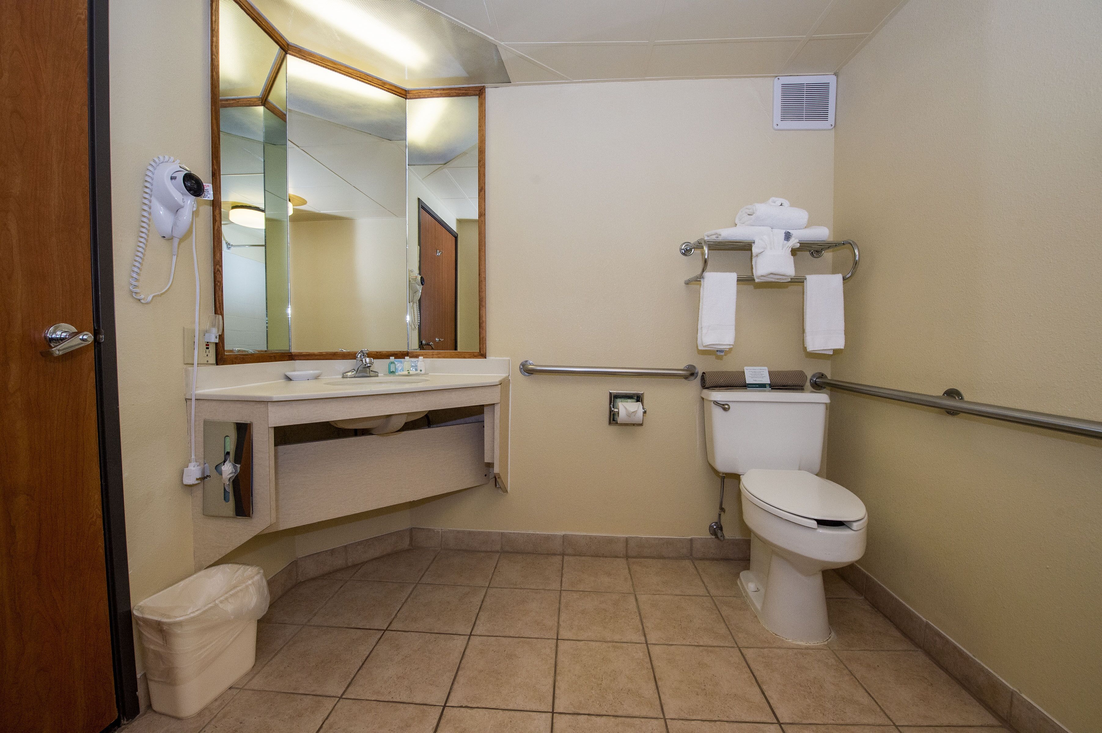 room, 1 queen bed, accessible, non smoking | bathroom | combined shower/bathtub, free toiletries, hair dryer, towels