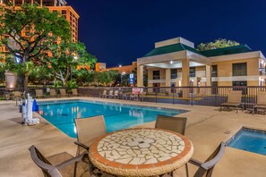 Outdoor pool, pool loungers