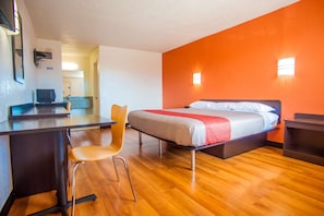 Desk, laptop workspace, WiFi, bed sheets