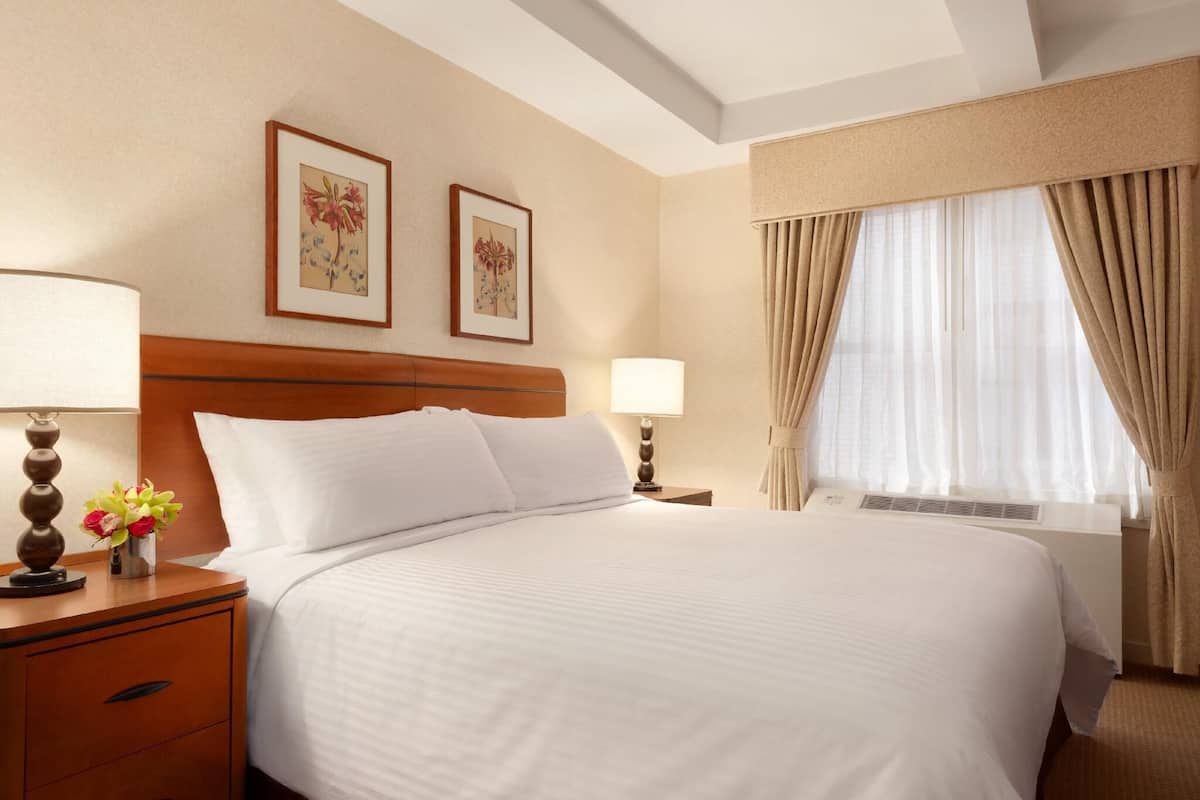Premium bedding, down comforters, pillowtop beds, in-room safe