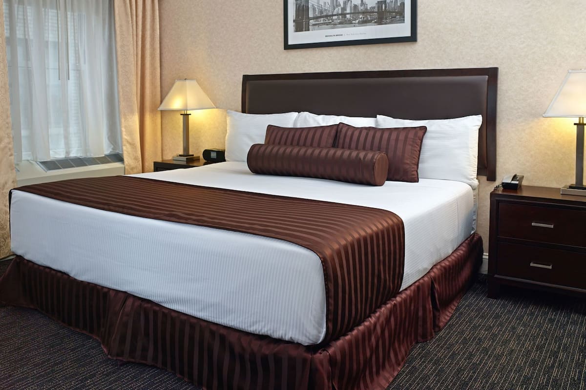 Premium bedding, down comforters, pillowtop beds, in-room safe