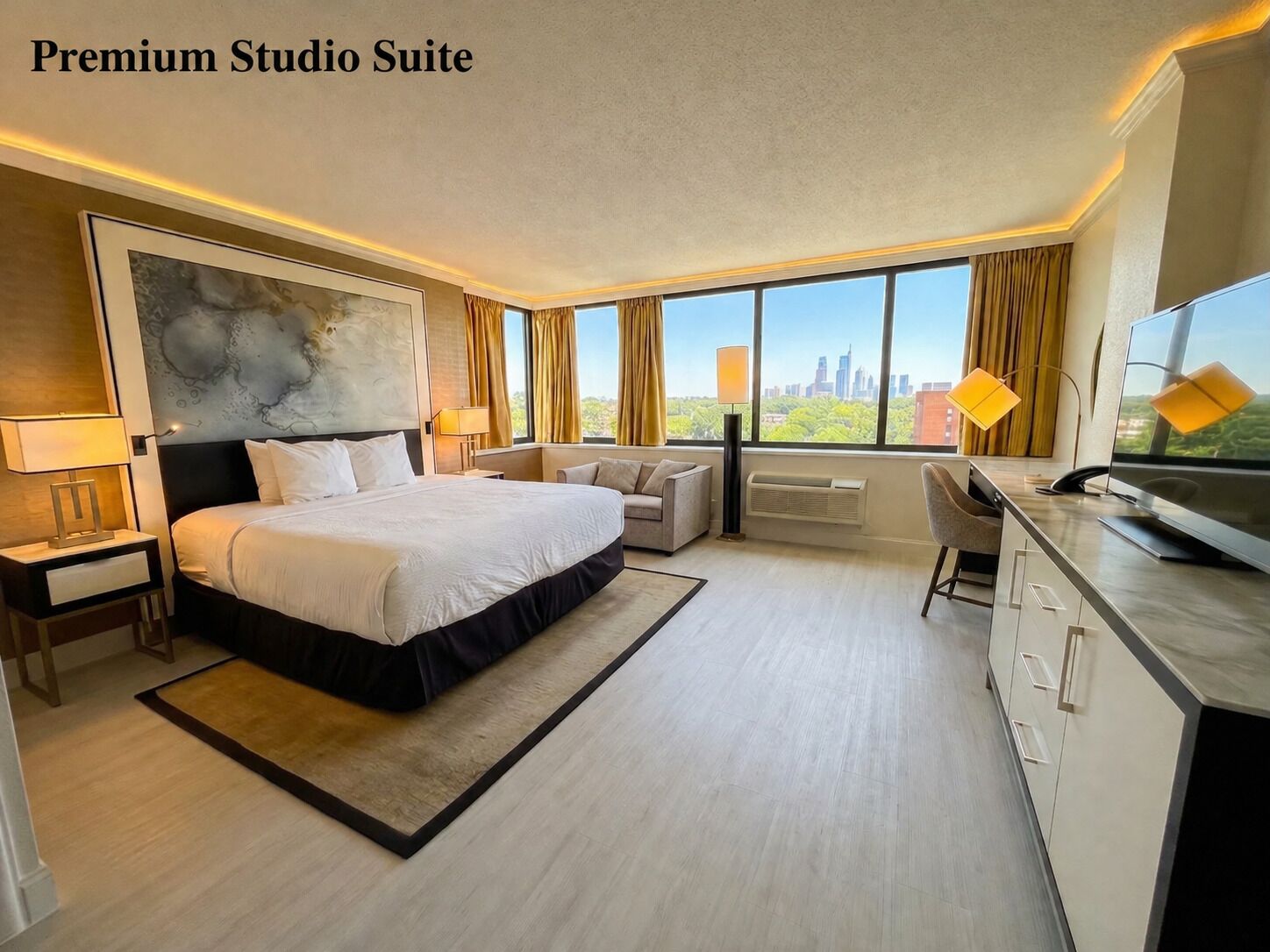Suite estudio Premium | Ropa de cama de alta calidad y escritorio 