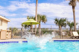Outdoor pool, sun loungers