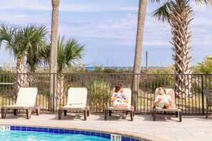 Outdoor pool, sun loungers