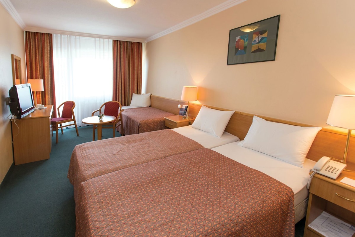 Hypo-allergenic bedding, in-room safe, desk, laptop workspace