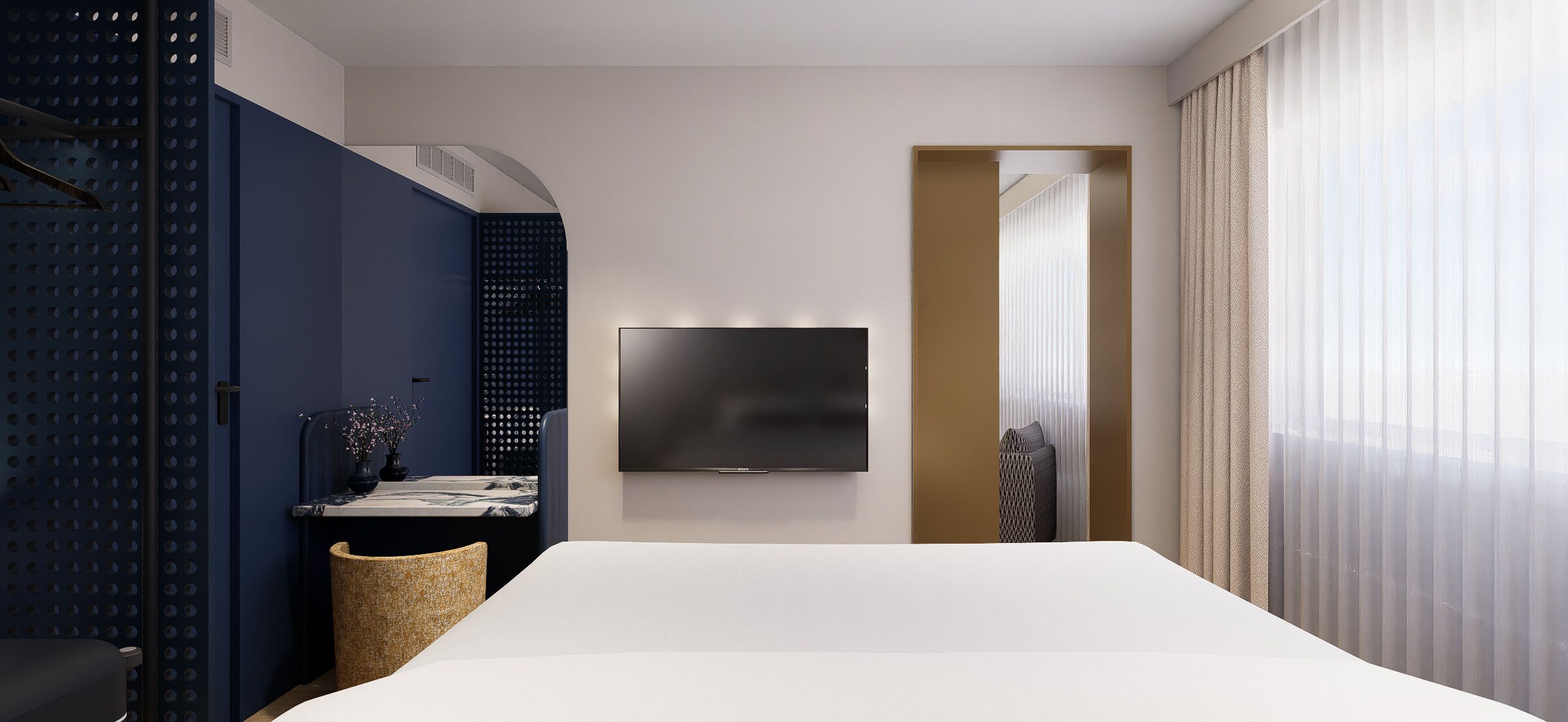 suite, 1 double bed (separate lounge area) | 1 bedroom, in-room safe, desk, laptop workspace