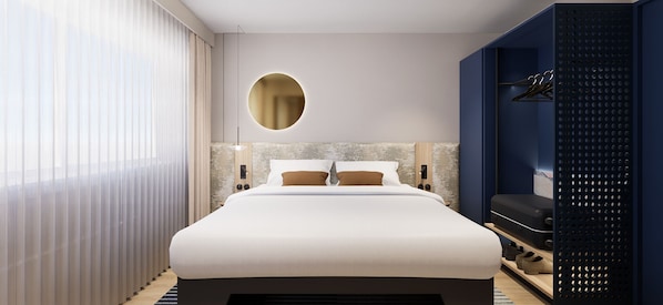 1 habitación, caja de seguridad en la habitación y escritorio