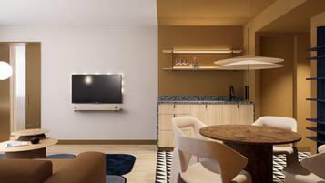 Suite, 1 Double Bed (Separate Lounge Area) | Living area | 32-inch LCD TV with satellite channels, TV